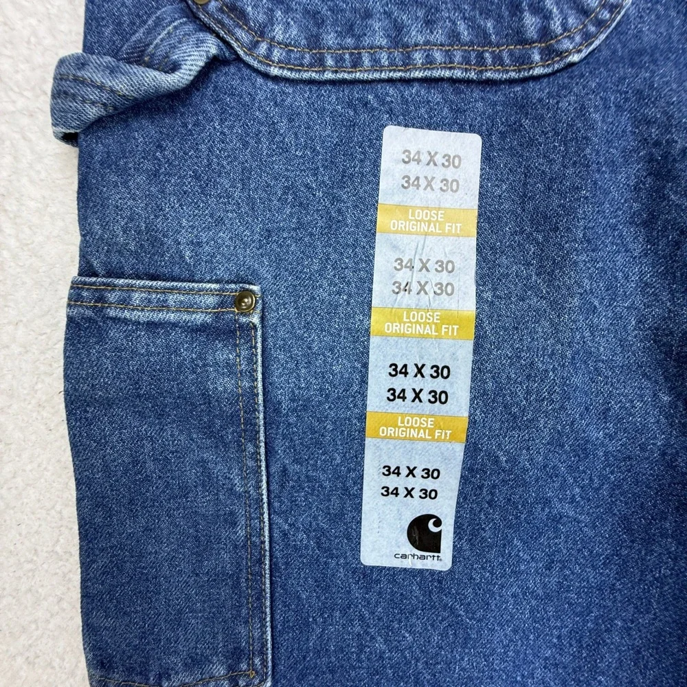 Carhartt Double Front Washed Logger Dungaree Jeans B73 DST Darkstone 34x30 NWT